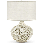 Настольная лампа с абажуром и каркасом из белых деревянных бусин White Wooden Beads Table Lampshade варинант исполнения - 1 | Loft Concept в Костроме