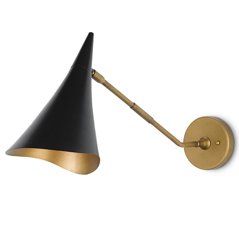 Бра с черными конусообразным плафоном Contrasting Lamps Черный Латунь Бра с черными конусообразным плафоном Contrasting Lamps Черный Латунь в Костроме | Loft Concept