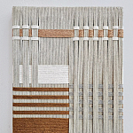 Панно из шнура Бежевая геометрическая абстракция wall panel line beige  варинант исполнения - 1 | Loft Concept в Костроме