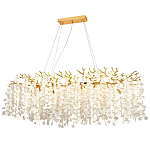 Линейная люстра с круглыми хрустальными подвесками Fairytree Gold Crystal Branches Linear Chandelier  варинант исполнения - 1 | Loft Concept в Костроме