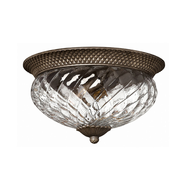 Потолочный светильник с чашеобразным плафоном из толстого волнообразного стекла и широким узорчатым основанием Hinkley Бронза Никель Прозрачное Стекло в Костроме | Loft Concept 