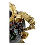 Ваза из фарфора черная с цветочной росписью и бронзовыми элементами Spring Garden варинант исполнения - 2 | Loft Concept в Костроме