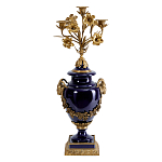 Подсвечник из темно-синего фарфора с бронзовыми элементами и цветами Eden Garden варинант исполнения - 1 | Loft Concept в Костроме