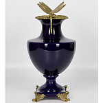 Ваза темно-синего цвета из фарфора с бронзовыми стрекозами Eden Garden porcelain and bronze варинант исполнения - 1 | Loft Concept в Костроме