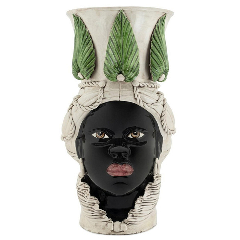 Ваза Vase Moro Lady Giant With Leaf Черный Бежевый Зеленый Ваза Vase Moro Lady Giant With Leaf Черный Бежевый Зеленый в Костроме | Loft Concept