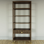 Стеллаж Elsa Dreams Walnut со стеклянными полками и ящиком варинант исполнения - 4 | Loft Concept в Костроме