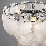 Люстра из белых стеклянных дисков на серебрянном каркасе White Glowing Reflectors варинант исполнения - 5 | Loft Concept в Костроме