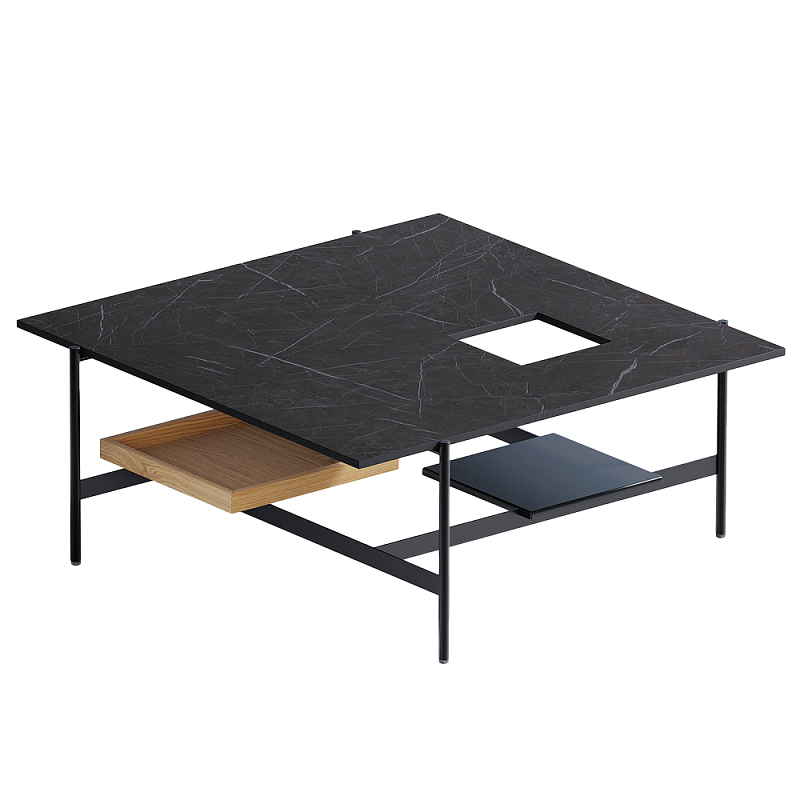 Karat журнальный столик цвета тёмный камень с съемным подносом Серый Черный в Костроме | Loft Concept 