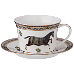 Чайный сервиз из фарфора с изображением лошадей на 6 персон 15 предметов Porcelain Horse Set  варинант исполнения - 1 | Loft Concept в Костроме