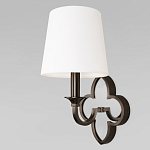Бра с белым текстильным абажуром и декоративным основанием в виде четырехлистника с зеркальной вставкой Vitorino варинант исполнения - 1 | Loft Concept в Костроме