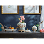 Блюдо овальное из голубого фарфора с ручками в виде бабочек и цветочным рисунком Blue Garden варинант исполнения - 4 | Loft Concept в Костроме