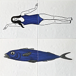 Плитка с узором Рыба пловчиха варинант исполнения - 1 | Loft Concept в Костроме