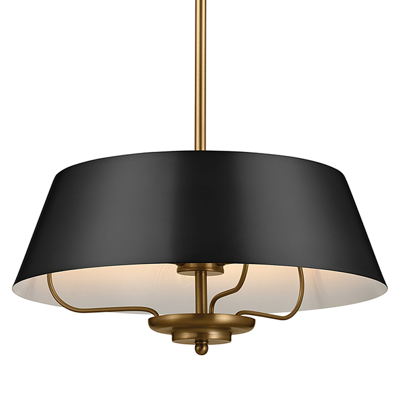 Подвесной светильник с конусовидным металлическим абажуром черного цвета Kichler Латунь Черный в Костроме | Loft Concept 