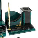 Настольный письменный набор из змеевика тёмно-зелёного цвета с декором в виде орла Successful Leader варинант исполнения - 5 | Loft Concept в Костроме