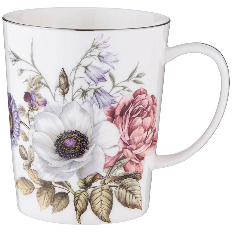 Кружка фарфоровая с рисунком цветов 400 мл Garden Whisper Porcelain Set Белый Мульти Кружка фарфоровая с рисунком цветов 400 мл Garden Whisper Porcelain Set Белый Мульти в Костроме | Loft Concept