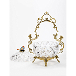 Конфетница с бронзовой ручкой и фарфоровой птичкой на крышке Eden Garden варинант исполнения - 2 | Loft Concept в Костроме