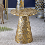 Журнальный столик с конусообразной основой и текстурной поверхностью золотого цвет Ethnic Metal варинант исполнения - 3 | Loft Concept в Костроме