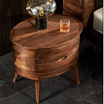 Прикроватный столик из дерева с 2-мя ящиками Moon Walnut Furniture варинант исполнения - 3 | Loft Concept в Костроме