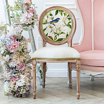 Стул бежевый из натурального бука с изображением птиц и цветов Blooming Blue Birds варинант исполнения - 3 | Loft Concept в Костроме