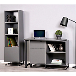 Стеллаж книжный цвета графит с 3-мя открытыми полками и дверкой Strict Lines варинант исполнения - 4 | Loft Concept в Костроме