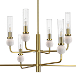 Люстра с 8-ю плафонами в форме стеклянных трубок и мраморных декоративных элементов Montreal варинант исполнения - 6 | Loft Concept в Костроме