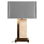 Настольная лампа с основанием из натурального камня c серым прямоугольным абажуром Lapis Tiburtinus варинант исполнения - 1 | Loft Concept в Костроме