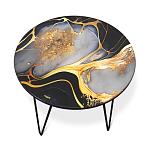Стол журнальный с круглой столешницей из стекла Gold and Black Marble варинант исполнения - 2 | Loft Concept в Костроме