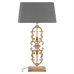 Настольная лампа на ажурном чугунном основании с тканевым серым абажуром Openwork Lamp варинант исполнения - 1 | Loft Concept в Костроме