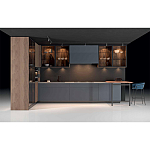 Комбинированный кухонный гарнитур сине-серого цвета с фасадом под дерево Benjamin Kitchen Set варинант исполнения - 4 | Loft Concept в Костроме