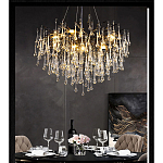 Люстра черная с прозрачными стеклянными подвесками в форме капель FAIRYTREE Light варинант исполнения - 4 | Loft Concept в Костроме