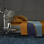 Плед из хлопка синего цвета с абстрактным принтом Elysian Flow Ocean варинант исполнения - 6 | Loft Concept в Костроме