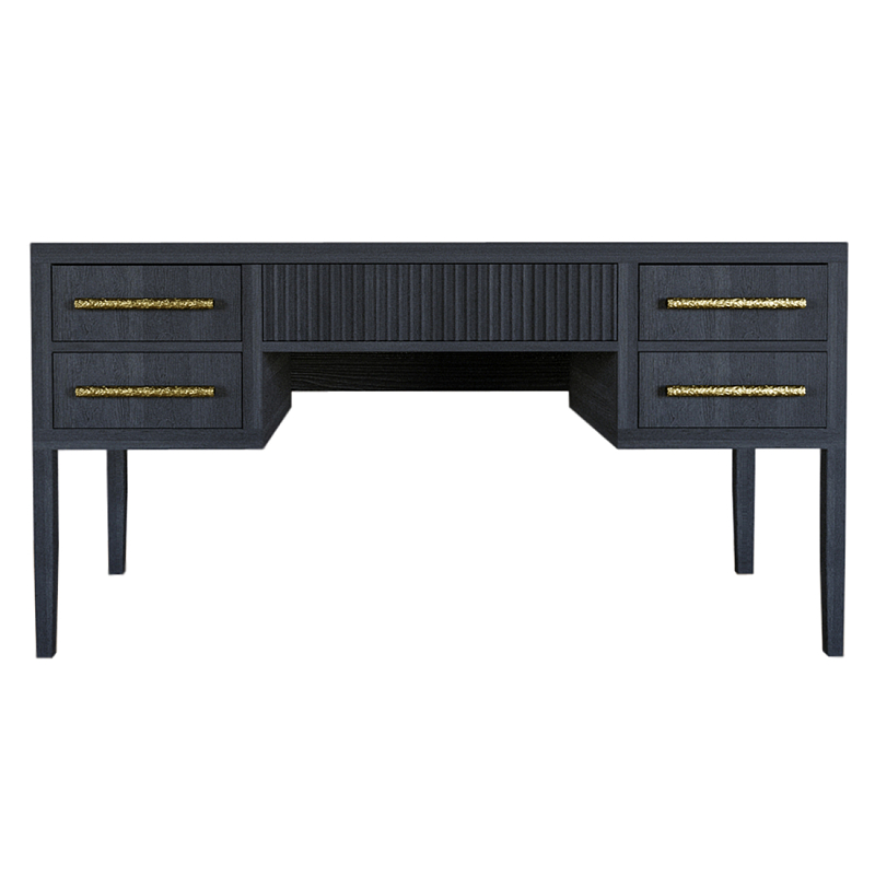 Большой Рабочий стол Primo с 5 выдвижными ящиками Черный дуб Черный в Костроме | Loft Concept 