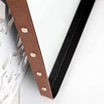 Зеркало прямоугольное в металлической раме с кожаной отделкой Loft in Reflection варинант исполнения - 3 | Loft Concept в Костроме