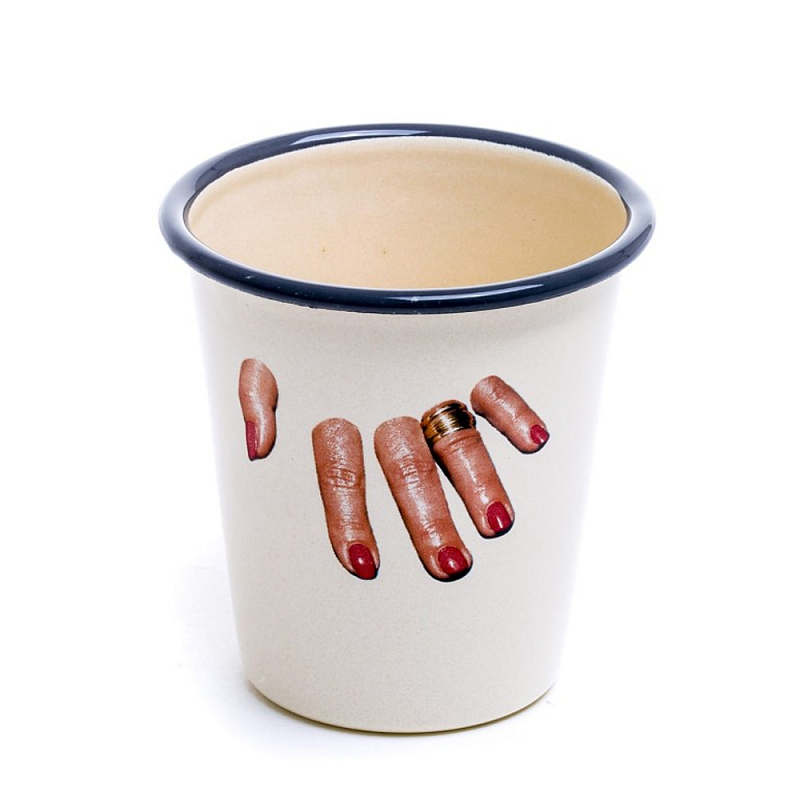 Стакан Seletti Enamel Fingers Бежевый Мульти в Костроме | Loft Concept 