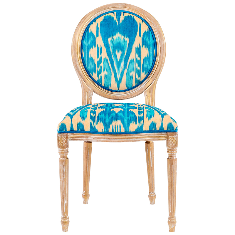 Стул из натурального бука с бирюзово-желтым узором Ikat Pattern бирюзовый Светлый дуб Бирюзовый Желтый Стул из натурального бука с бирюзово-желтым узором Ikat Pattern бирюзовый Светлый дуб Бирюзовый Желтый в Костроме | Loft Concept