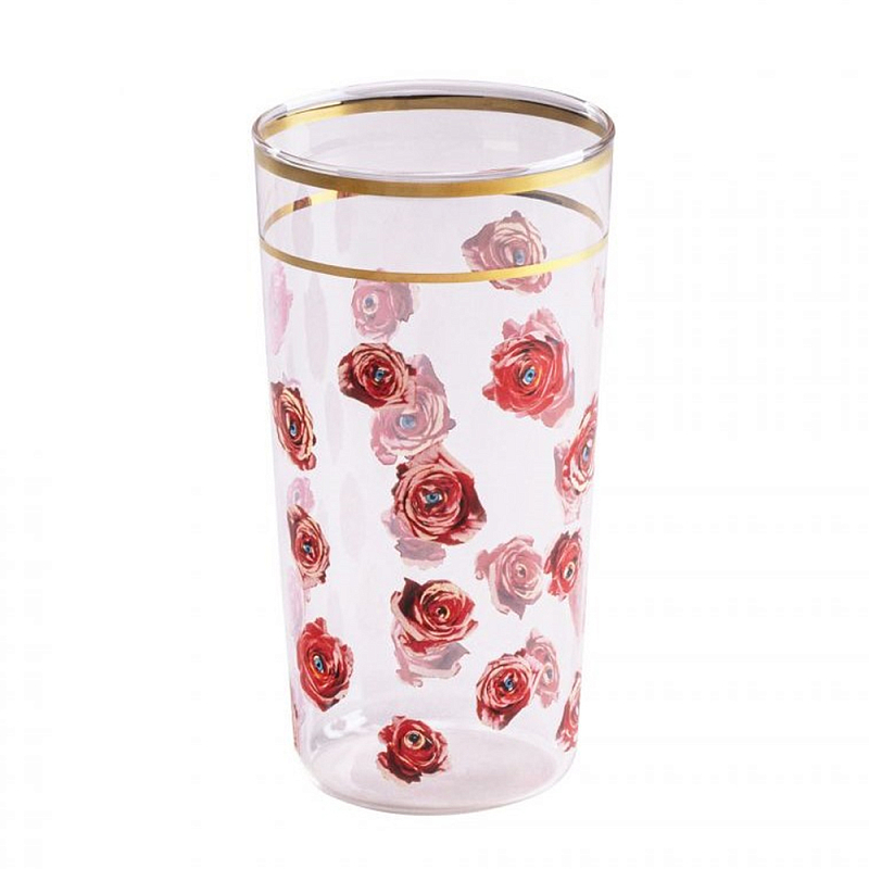 Стакан Seletti Roses Прозрачное Стекло Золотой Красный Стакан Seletti Roses Прозрачное Стекло Золотой Красный в Костроме | Loft Concept
