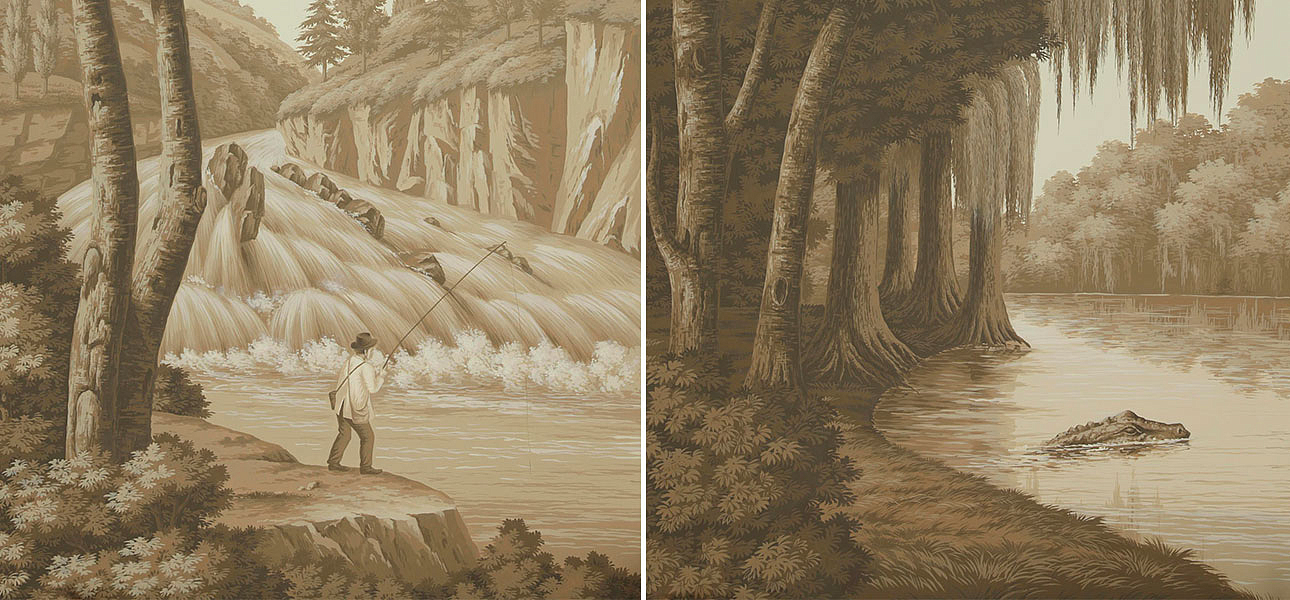 Обои ручная роспись North American River Views Sepia on scenic paper Обои ручная роспись North American River Views Sepia on scenic paper - Loft-Concept в Костроме