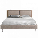 Кровать двуспальная серая с изголовьем из экокожи и ткани Modern Look варинант исполнения - 3 | Loft Concept в Костроме