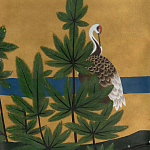 Обои ручная роспись Tsuro Cranes Original colourway on Gold Bullion gilded silk варинант исполнения - 2 | Loft Concept в Костроме