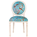 Стул из массива бука бирюзовый с изображением птиц и цветов Turquoise Beige Chinoiserie Peach Garden Chair варинант исполнения - 1 | Loft Concept в Костроме