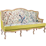Диван из натурального бука бежевый с изображением птиц и цветов Beige Green Chinoiserie Garden Sofa варинант исполнения - 3 | Loft Concept в Костроме