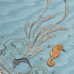 Обои с вышивкой ручной работы Amami Waves Moonbeam colourway on silk moire варинант исполнения - 3 | Loft Concept в Костроме