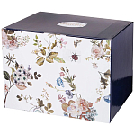 Чайный сервиз из фарфора темно-синий с рисунком цветов на 6 персон 14 предметов 300 мл Garden Whisper Porcelain Set  варинант исполнения - 4 | Loft Concept в Костроме