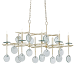 Люстра линейная с круглыми прозрачными подвесками  Horizontal Rectangular Chandelier варинант исполнения - 2 | Loft Concept в Костроме