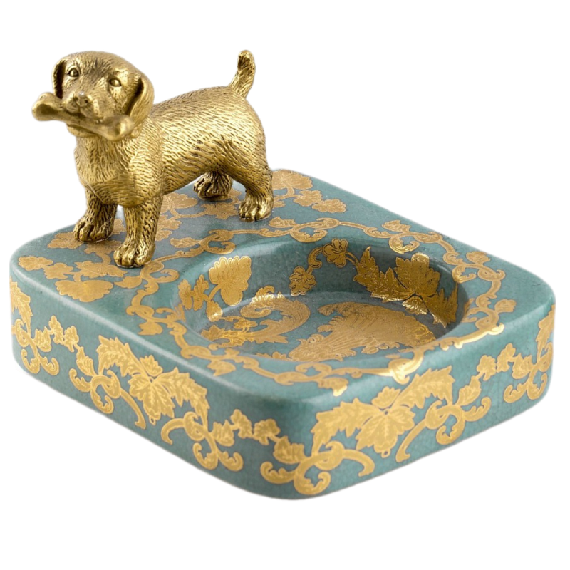 Пепельница фарфоровая Dog Бронза Голубой Пепельница фарфоровая Dog Бронза Голубой в Костроме | Loft Concept