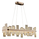 Люстра подвесная прямоугольная с рифлёными прозрачными элементами и золотым основанием Aurea Vista варинант исполнения - 1 | Loft Concept в Костроме