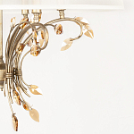 Люстра подвесная круглая с тканевым полупрозрачным абажуром и подвесками 6 ламп Gilded Elegance варинант исполнения - 6 | Loft Concept в Костроме