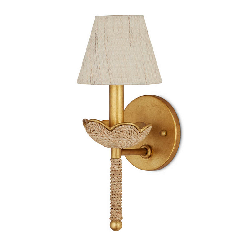 Бра из кованого железа с отделкой плетеной веревкой и сусальным золотом Parisian Style Золотой Бежевый в Костроме | Loft Concept 