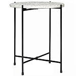 Кофейный столик с круглой разноцветной столешницей на 4-х черных ножках Multicolored Stone Composite варинант исполнения - 1 | Loft Concept в Костроме