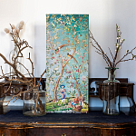 Постер на холсте в стиле шинуазри с изображением сада Chinoiserie Imperial Garden Birds and People Poster варинант исполнения - 3 | Loft Concept в Костроме